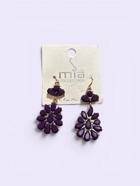 MIA Purple Teardrop Floral Dangle Earrings